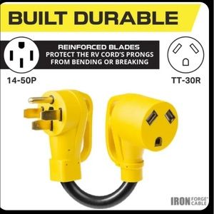 Iron Forge Cable 50 Amp to 30 Amp RV Generator Electrical Adapter Power 12”